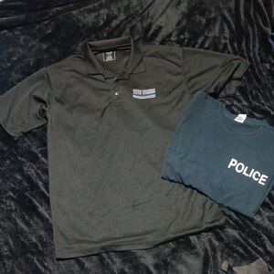 Free With Any Purchase Black Polo Shirt with Thin Blue Line Flag Embroidery